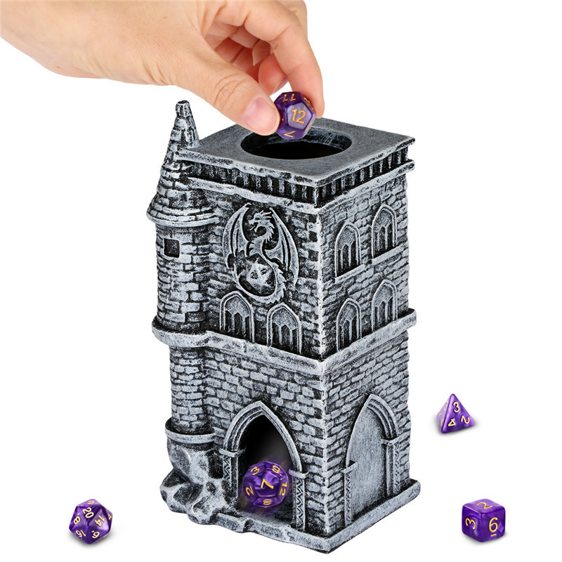 3D ABS Resin Printed D20 Dragon Design Rolling Dice Tower Role Playing Game Accessory for Dungeons a