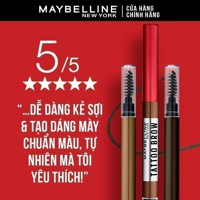 Chì Kẻ Mày 36H Lâu Trôi, Kháng Nước, Dễ Kẻ, Chuẩn Màu Tattoo Brow Maybelline New York Pigmented Pencil 0.25g | BigBuy360 - bigbuy360.vn