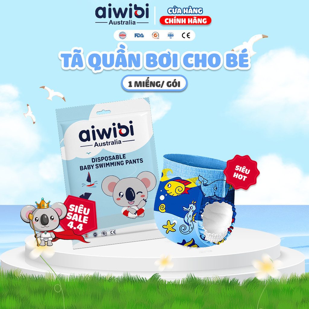 Tã/Bỉm bơi cao cấp AIWIBI 1 miếng/gói