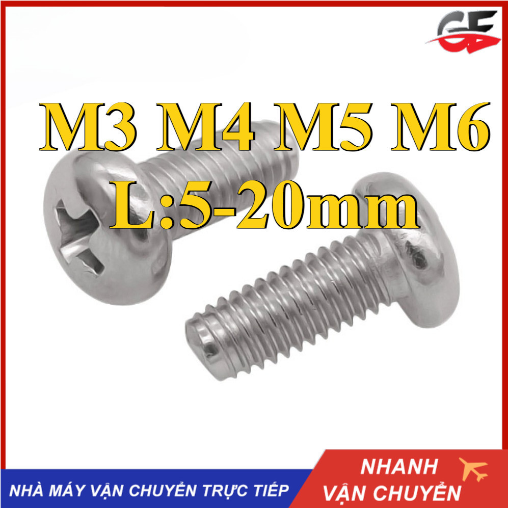 Ốc Vít  pake đầu tròn inox 410 /Bulong  Đầu Tròn M3 / M4 / M5 / M6 * L5-20mm (GE1-RM-VN-1)