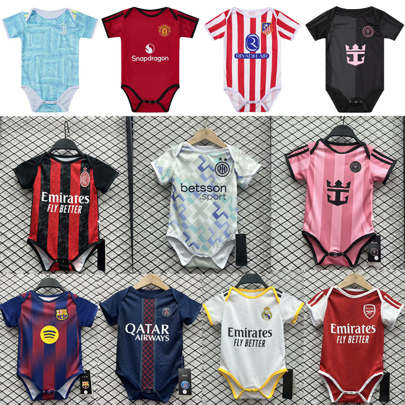 2025 / 26 Câu Lạc Bộ Áo Bóng Đá Thiết Kế Áo Liền Quần Cho Bé Trẻ Sơ Sinh Áo Bóng Đá Body Jumpsuit Mộ