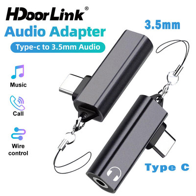 Bộ chuyển đổi Aux HdoorLink Type C sang 3,5mm USB C 3.5 Jack Bộ chuyển đổi âm thanh để nghe nhạc và nói chuyện cho điện thoại Samsung