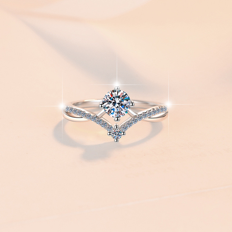 Nhẫn Moissanite 1ct Chính Hãng, Mạ Bạc Nguyên Chất S925