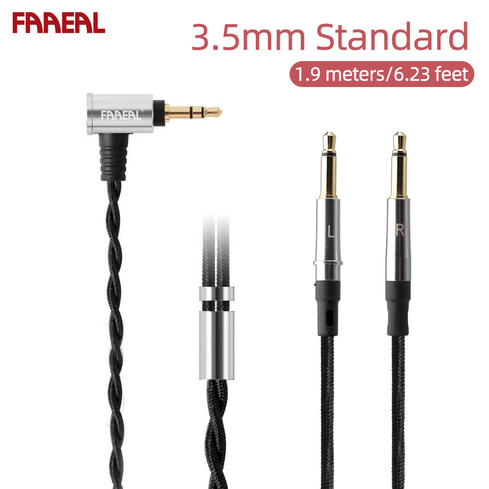Tai nghe FAAEAL Cáp có thể thay thế 1,5m / 1,9m Âm thanh HiFi 5N OFC Dây sang Đầu nối kép 3,5mm Dây 