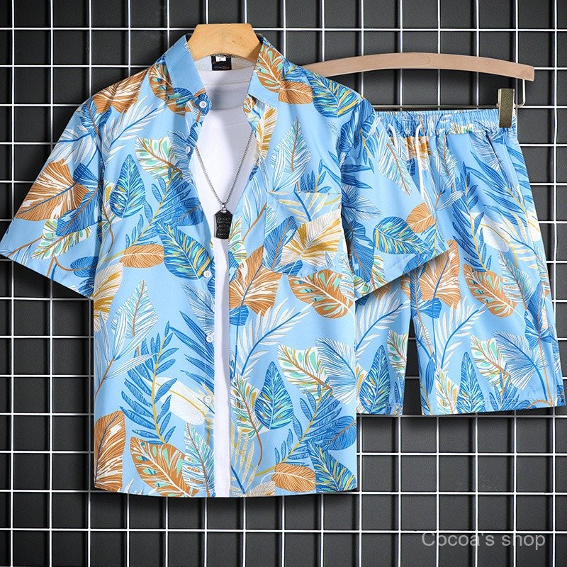 New Promotion Hong Kong Style Retro Short Sleeve Floral Shirt Men Summer Hawaii Thailand Sanya Beach