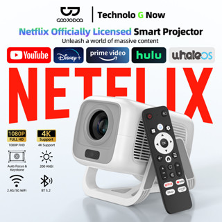 Máy chiếu Goojodoq 4K 1080P Full HD 200ANSI, Bluetooth 5.2 Tương thích rộng rãi với máy chiếu mini Netflix 120 inch