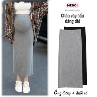 Combo 2 Chân váy bầu Body dáng đứng và đuôi cá-chất vải Thun Zip co giãn, mặc siêu mát nhẹ mùa hè, CV6