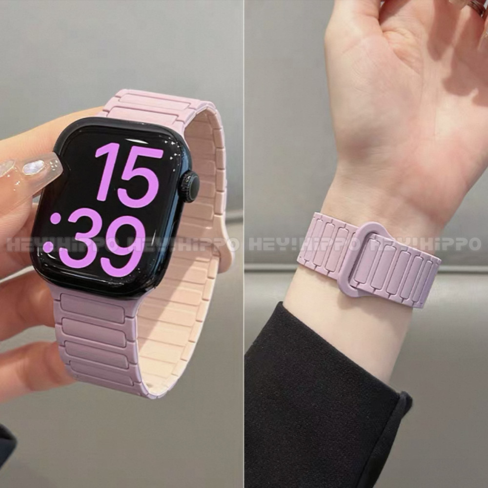 Dây đeo silicon màu kép cát bột màu tím phù hợp cho iwatch 11 / SE3 / 10 / 9 / 8 / 7 / 6 / 5 / 4 / 3 / 2 / 1 dây đeo từ tính thể thao 49 / 46 / 45 / 44 / 42 / 41 / 40 / 38mm