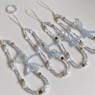 Hàn Quốc Dễ Thương Nơ Ngôi Sao Ngọc Trai Mặt Dây Chuyền Đính Hạt Điện Thoại Quyến Rũ Cho iPhone Accessrioes Đa Năng Dây Buộc Cô Gái Trang Sức Dây Treo