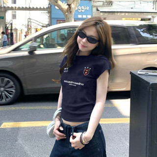 áo croptop âu mỹ Xanh tím than áo girl phố xinh áo style mùa hè Eleclassm  áo thun baby tee ôm body