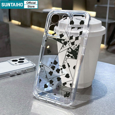 Suntaiho Thời Trang Họa Tiết Poker Ốp Điện Thoại TPU Trong Suốt Mềm Cao Cấp Chống Sốc Cho iPhone 11 12 13 14 15 16 Pro max IP 7 8 Plus Iphon X Xs XR Xs max