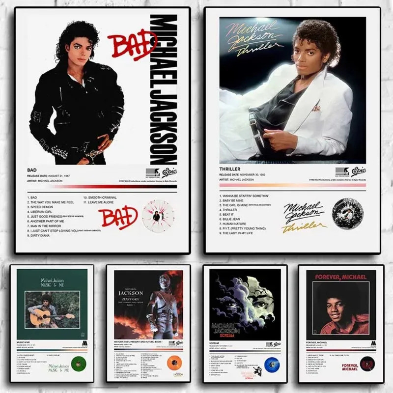 80 Ca Sĩ Nhạc Pop Michael Jackson Poster Thẩm Mỹ Album Âm Nhạc Bao THRILER Scream Cat Canvas In Cho 