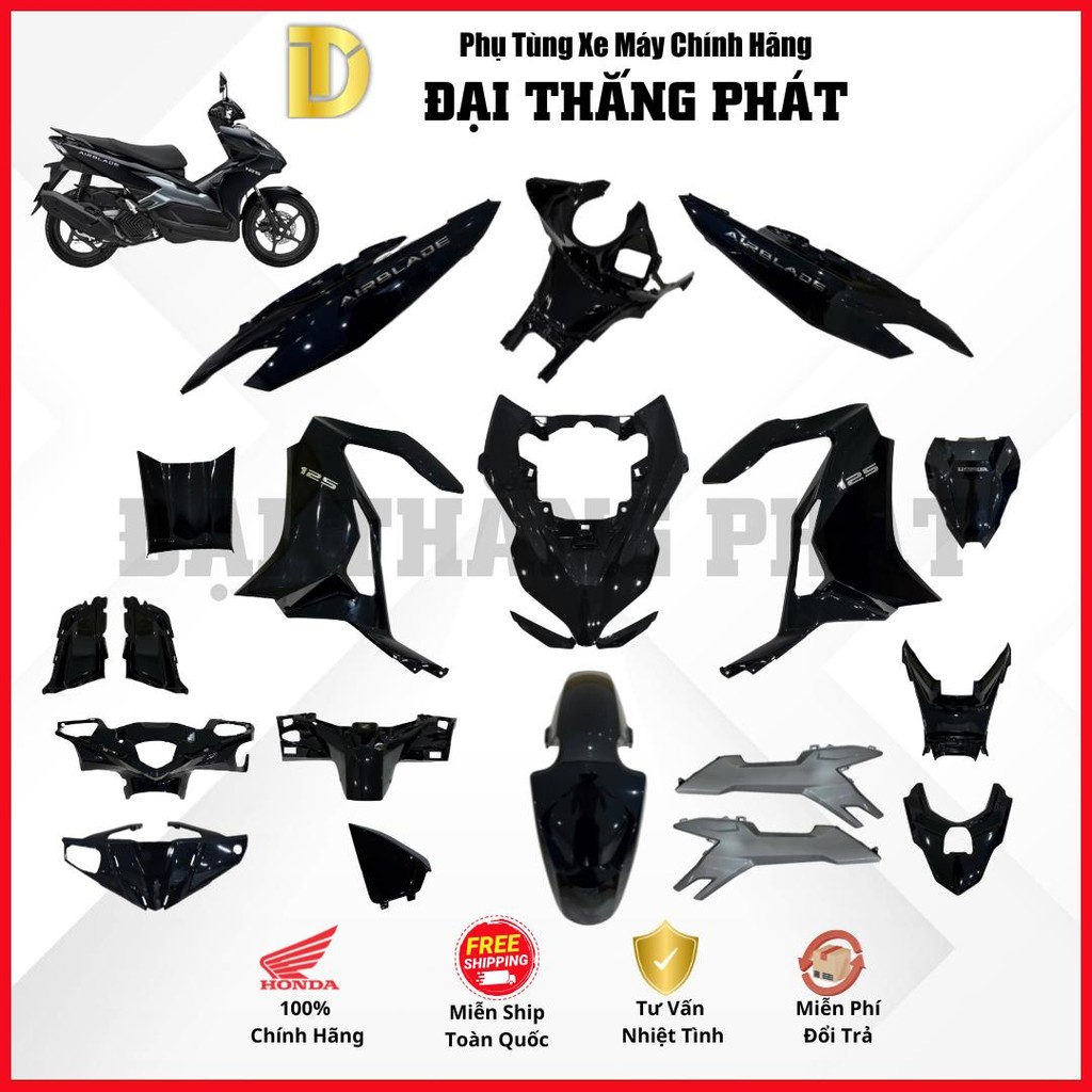 (Có bán lẻ) Dàn áo xe Air Blade 125cc K2Z/K3A (4Val) năm 2025 màu Đen bạc - NHB25M- bản Tiêu chuẩn chính hãng Honda