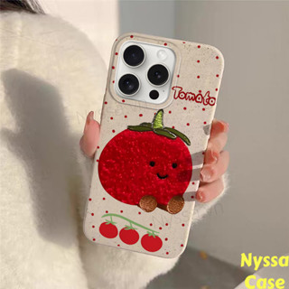 Ốp lưng IPhone Tương thích cho IP 16 15 Pro Max 11 12 13 14 Pro Max X XR XS Max 7Plus 8Plus Cà chua đỏ Silicon Soft Spot Case Thời trang -NY