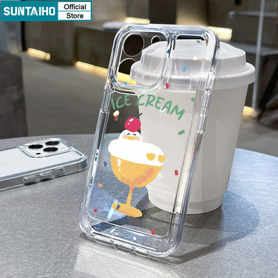 Ốp Điện Thoại Suntaiho Họa Tiết Kem Hoạt Hình TPU Trong Suốt Mềm Cao Cấp Chống Sốc Cho iPhone 11 12 13 14 15 16 Pro max IP 7 8 Plus Iphon X Xs XR Xs max