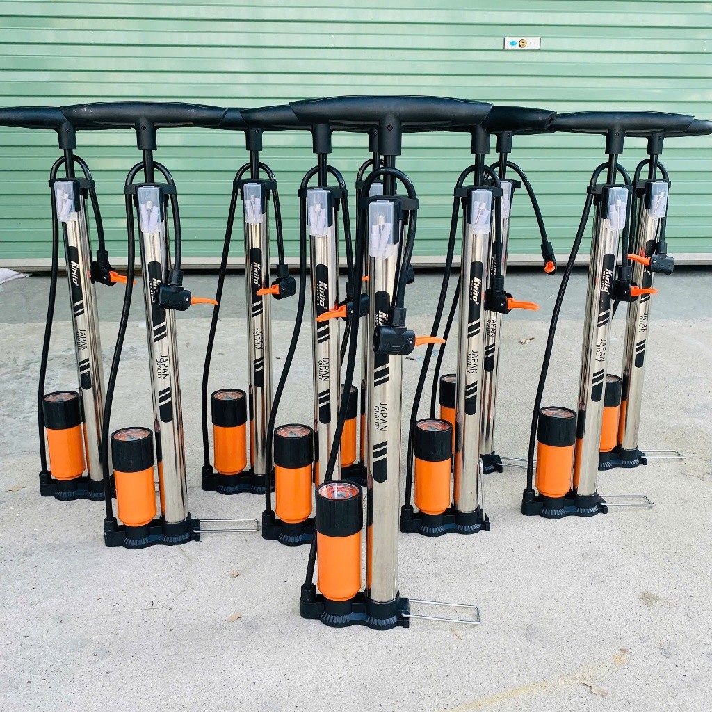 Bơm xe đạp, xe máy thân inox Kirito có đầu bơm bóng- Bơm inox Kirito