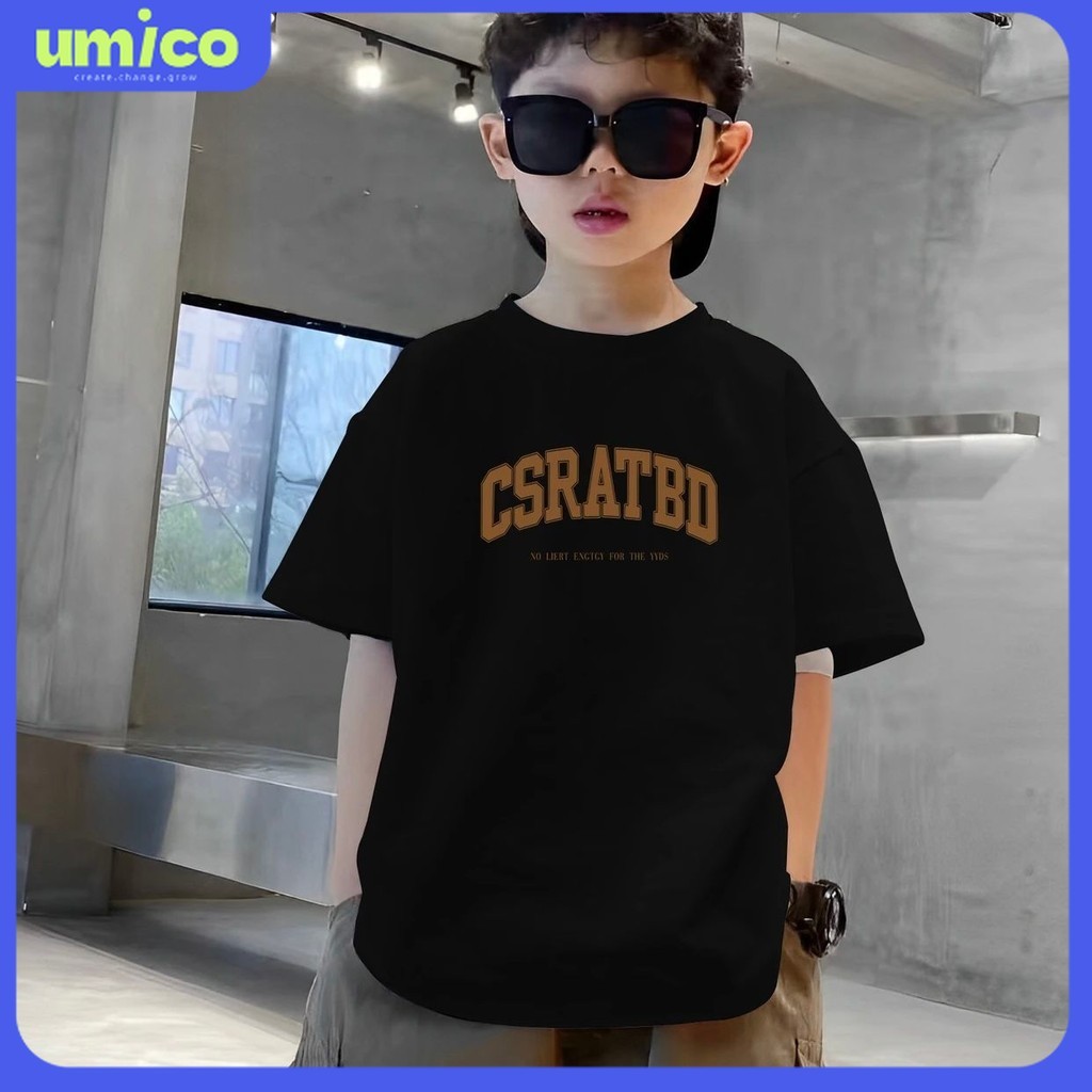 Áo thun cho bé Summer 2025, áo phông UMICO cool English letter in hình độc đáo chất cotton mềm mịn t