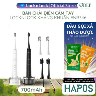 Bàn chải đánh răng điện LocknLock 4 chế độ, chống nước, sạc không dây ENR346 (màu trắng & màu đen) - Hapos
