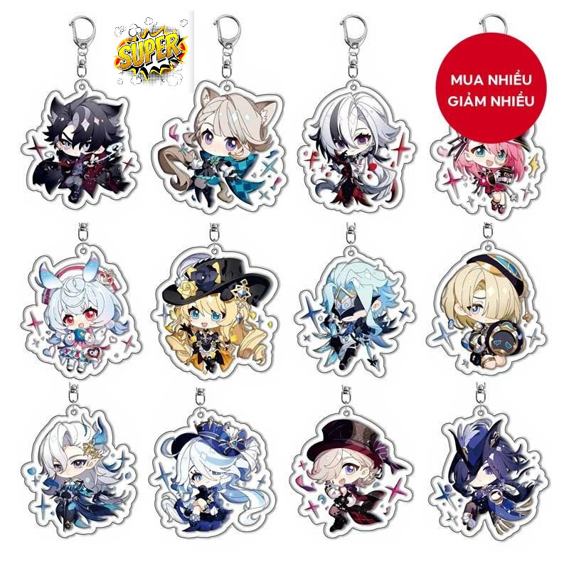 Trò Chơi genshin Impreza knave sigewinne lyney ii dottore arlecchino Móc Chìa Khóa Sưu Tầm