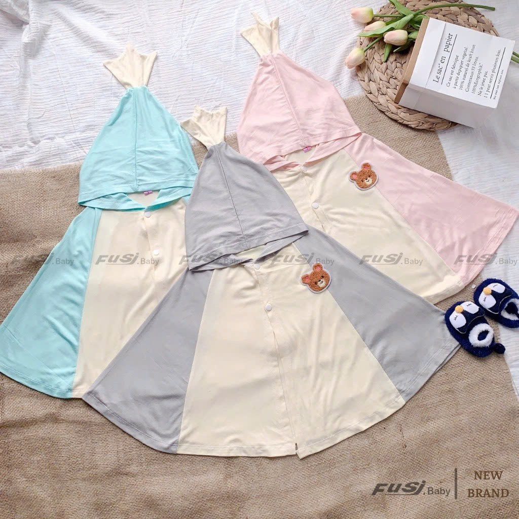 Áo nắng áo choàng lạnh chống nắng cho bé trai bé gái sơ sinh cúc bấm chất petit mềm mịn mát