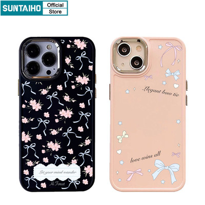 Suntaiho Ốp Lưng iPhone Đẹp Lãng Mạn Nơ Hoa Cặp Đôi Silicon Mềm Cao Cấp Chống Sốc Cho iPhone 11 12 13 14 15 16 Pro max IP 7 8 Plus Iphon X Xs XR Xs max
