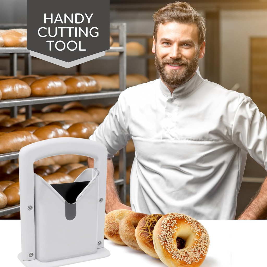 Máy cắt Bagel có tay cầm an toàn Máy thái Bagel gia đình Máy thái lát Bagel bằng thép không gỉ Máy c