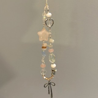 Y2K Ngôi Sao Hồng Trái Tim Tình Yêu Nơ Mặt Dây Chuyền Trang Sức Dây Treo Điện Thoại Dây Đeo Quyến Rũ Dây Cho iPhone Túi Móc Khóa Dây