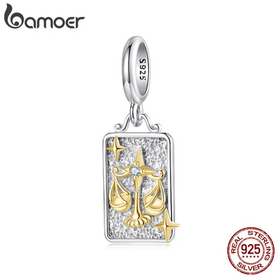 Bamoer Bạc 925 Charm Thiên Bình Mặt Dây Chuyền DIY Cho Vòng Tay Quà Tặng Cho Nữ