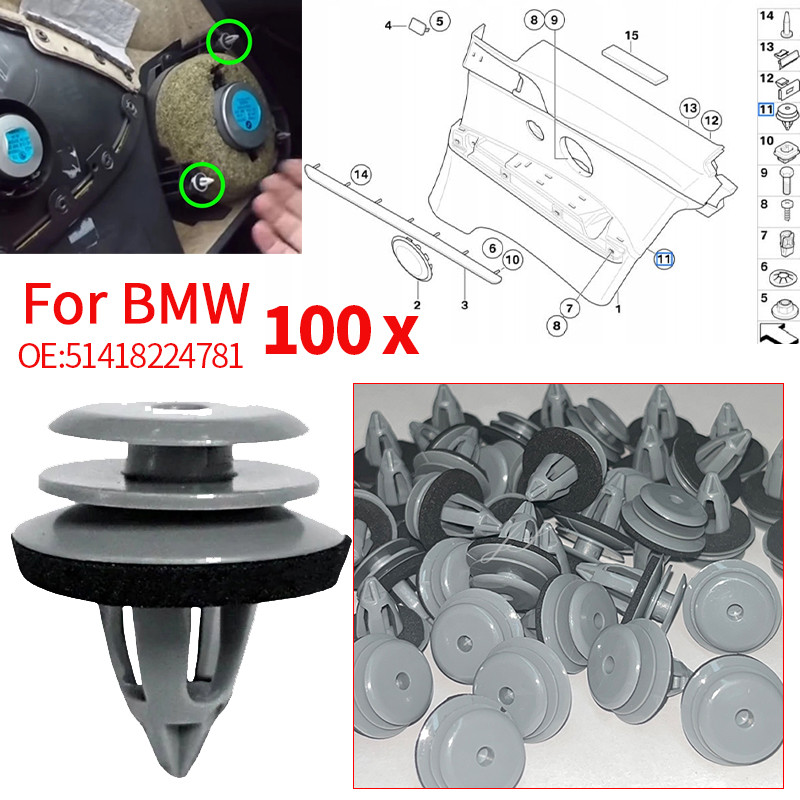 Kẹp cố định bảng cửa tự động 100X 51418224781 Dành Cho Xe BMW E88 F45 E36 E46 E90 E91 F32 F33 F82 E6