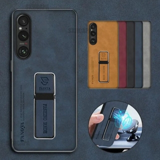  Da Cừu Da PU Từ Tính Đứng Dành Cho Sony Xperia 1 VII 10 V VI 1 V II 5 IV Matte Chống Sốc Sạc Không Dây Giá Đỡ Bao 
