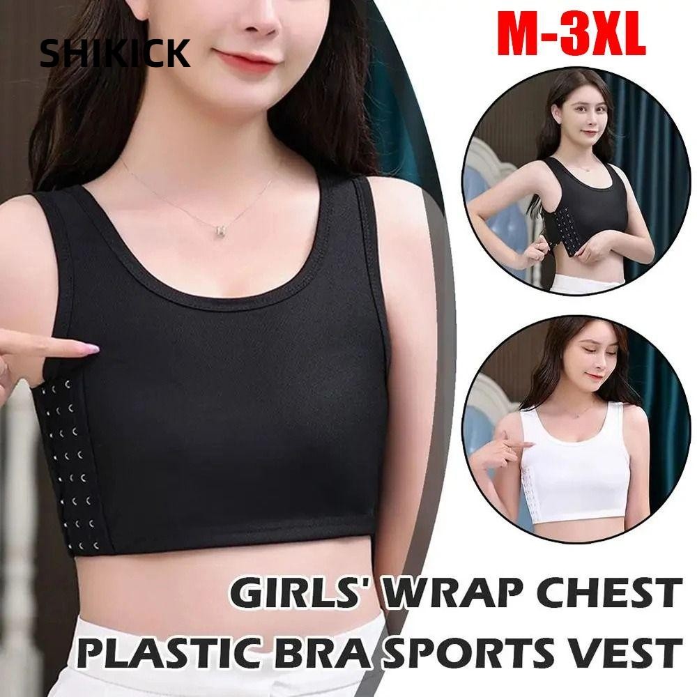 SHIKICK 1 Cái Áo Tăng, Áo Vest Phẳng Ngực Đồng Tính Nữ Tomboy Ngực Shaper, Quần Lót M-3XL Corset Ngự