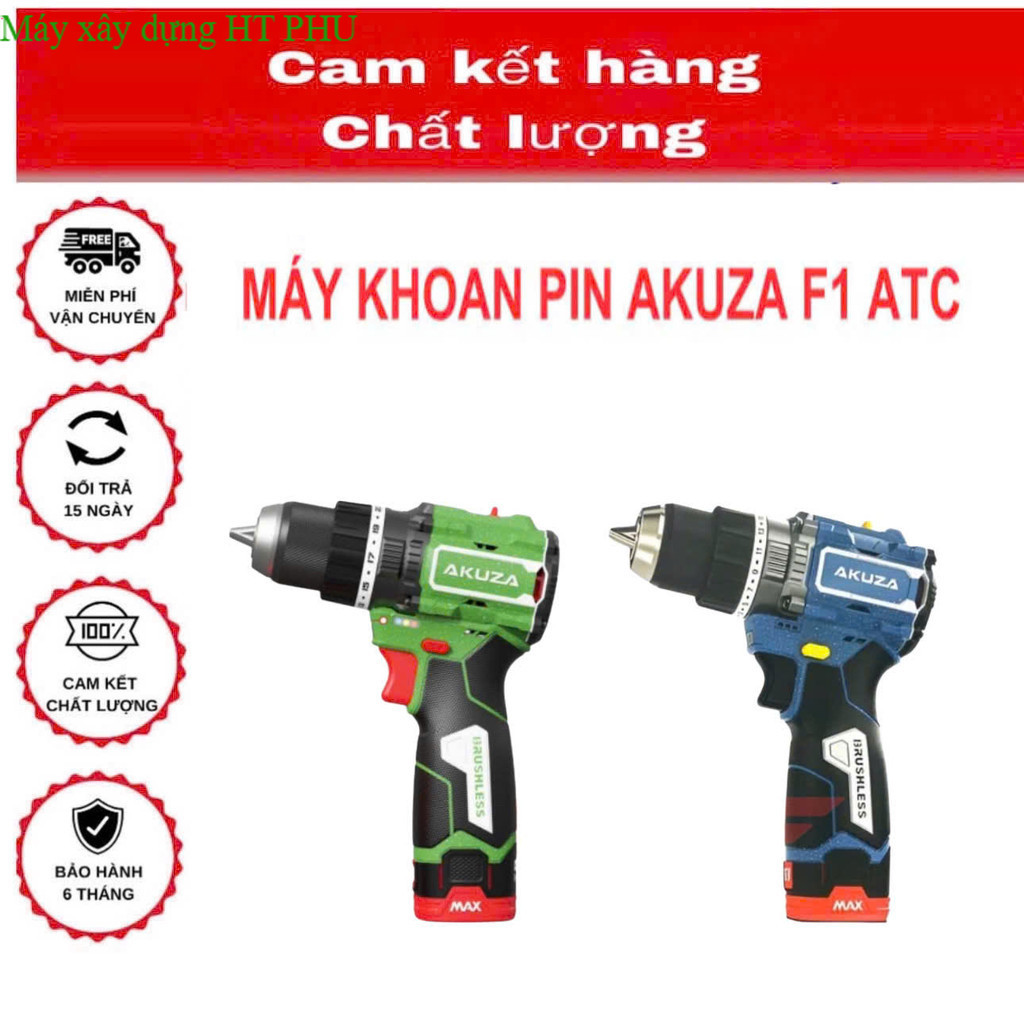 Máy khoan pin Akuza F1 ATC lực siết 80N.m, vòng tua lên đến 2000v/p HPT PHU