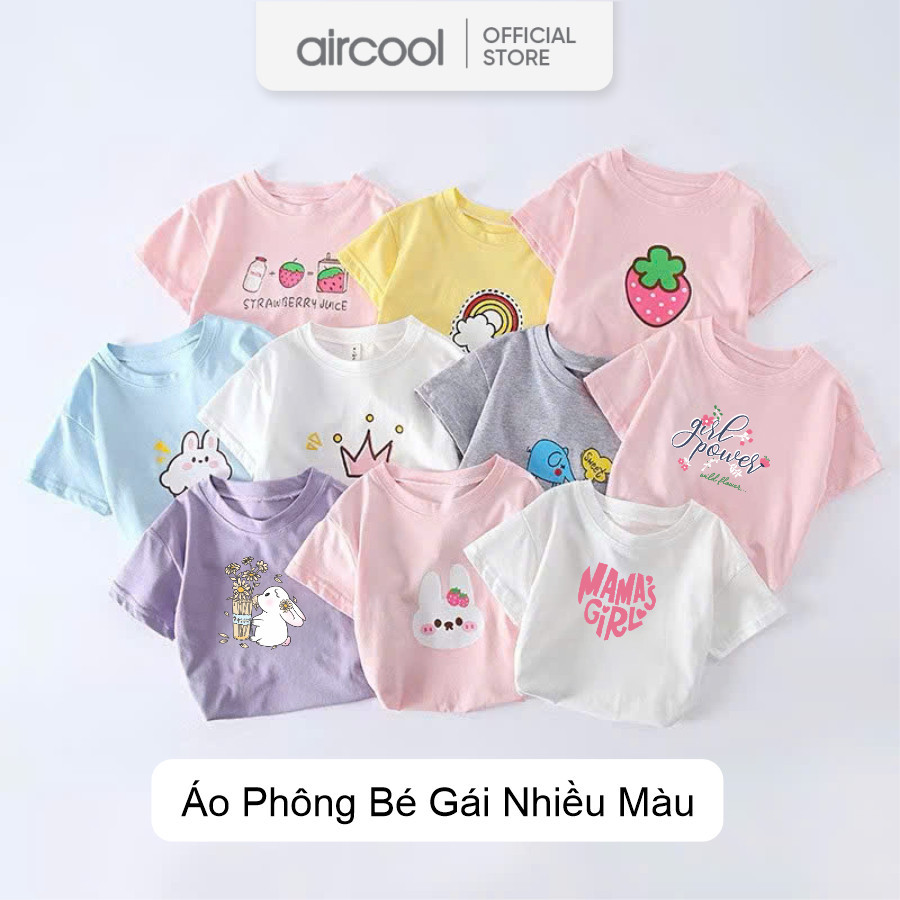 Áo phông bé gái cộc tay mùa hè Aircool xinh đáng yêu chất liệu cotton cao cấp mềm mát-ACBG03