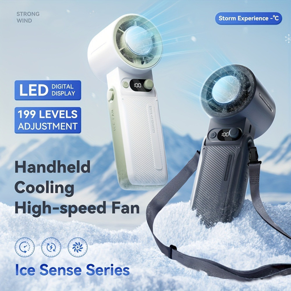 Quạt cầm tay mini ICE FAN JF168 Pin 10000mAh, có sò lạnh, gió mạnh, gấp gọn tiện lợi