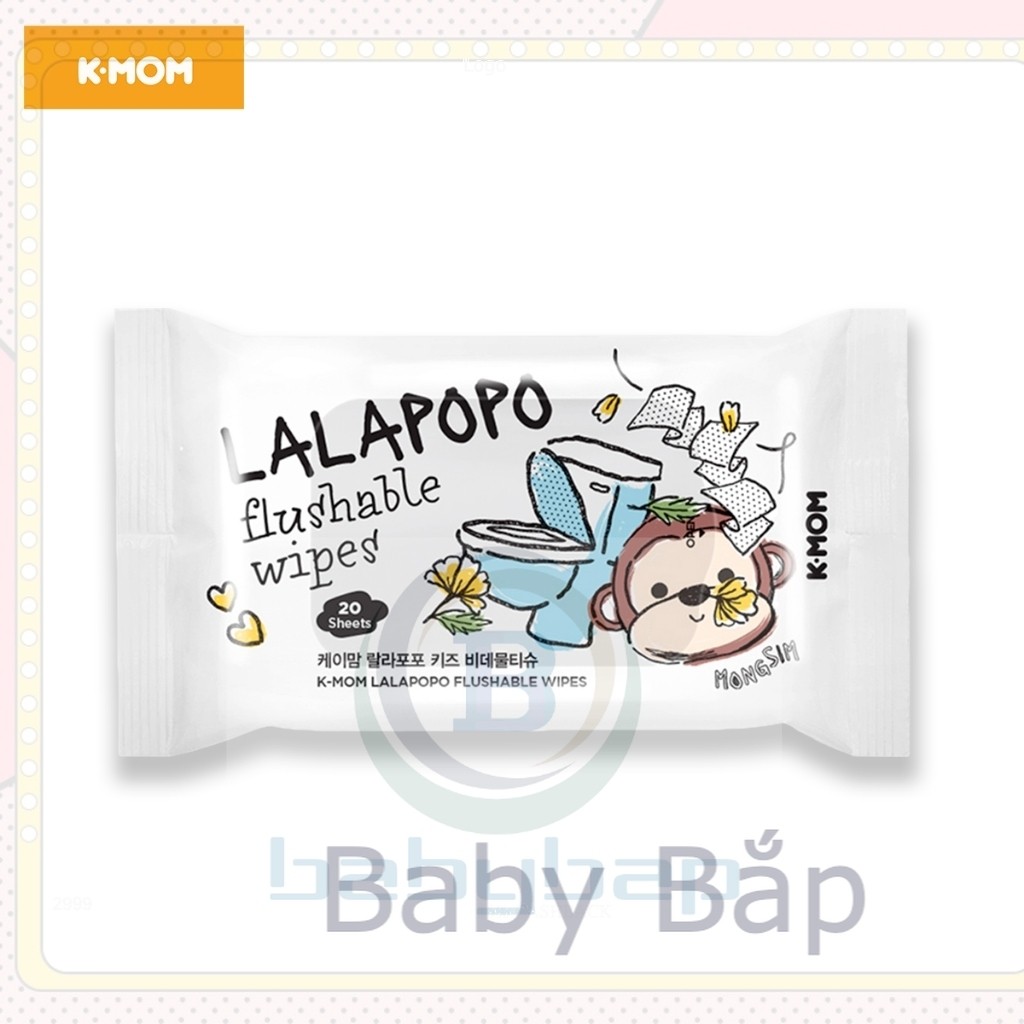 Khăn ướt Tự Hủy Cao Cấp K-mom Lalapopo (20 Tờ) Shop Babybap