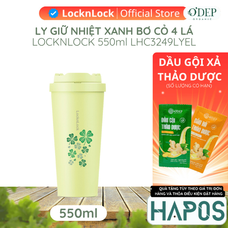 Ly giữ nhiệt LocknLock chính hãng 550ml LHC3249 Inox 316L nắp 1 chạm, giữ nóng lạnh lâu -  HAPOS MAL