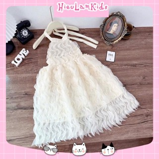 HA22 - Váy đầm maxi sóng cổ yếm cho bé gái