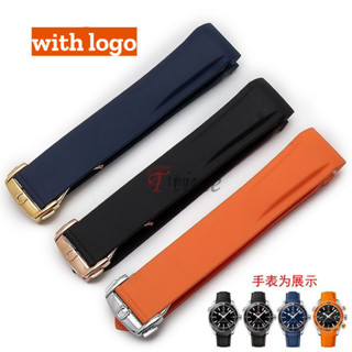  Dây đeo đồng hồ cao su cong 19mm 20mm 21mm 22mm cho Omega 300 SEAMASTER 600 PLANET OCEAN Dây đeo đồng hồ Phụ kiện vòng đeo tay có Logo 