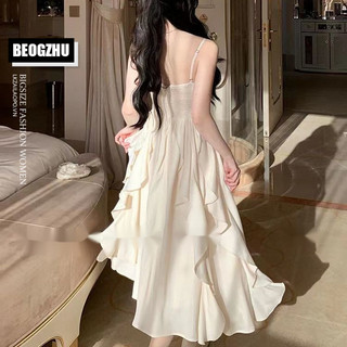  Đầm Maxi Dài BEOGZHU Bigsize Đầm 2 Dây Cổ Chữ V XếP Ly Trơn Kiểu Hàn Quốc Mùa Hè Váy Thời Trang Đẹp Cho Nữ