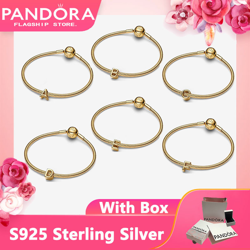 Vòng Tay Bạc Pandora 925 Quà Tặng Ban Đầu Cho Nữ Cặp Đôi Có Hộp Chữ Charm Vòng Tay A-L