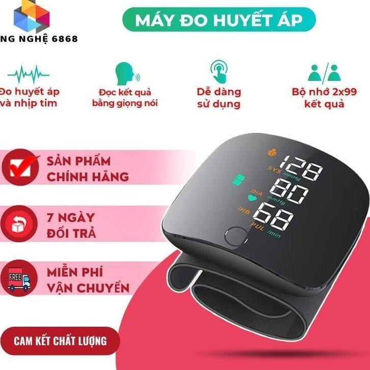 Máy đo huyết áp tự động WEB360, Máy đo huyết áp có giọng nói,đo nhịp tim cổ tay cảnh báo bất thường
