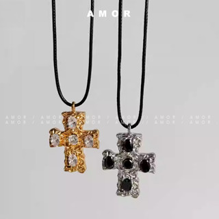 Vòng cổ dây da chéo Retro Edgy American Hip-Hop Style, Unisex