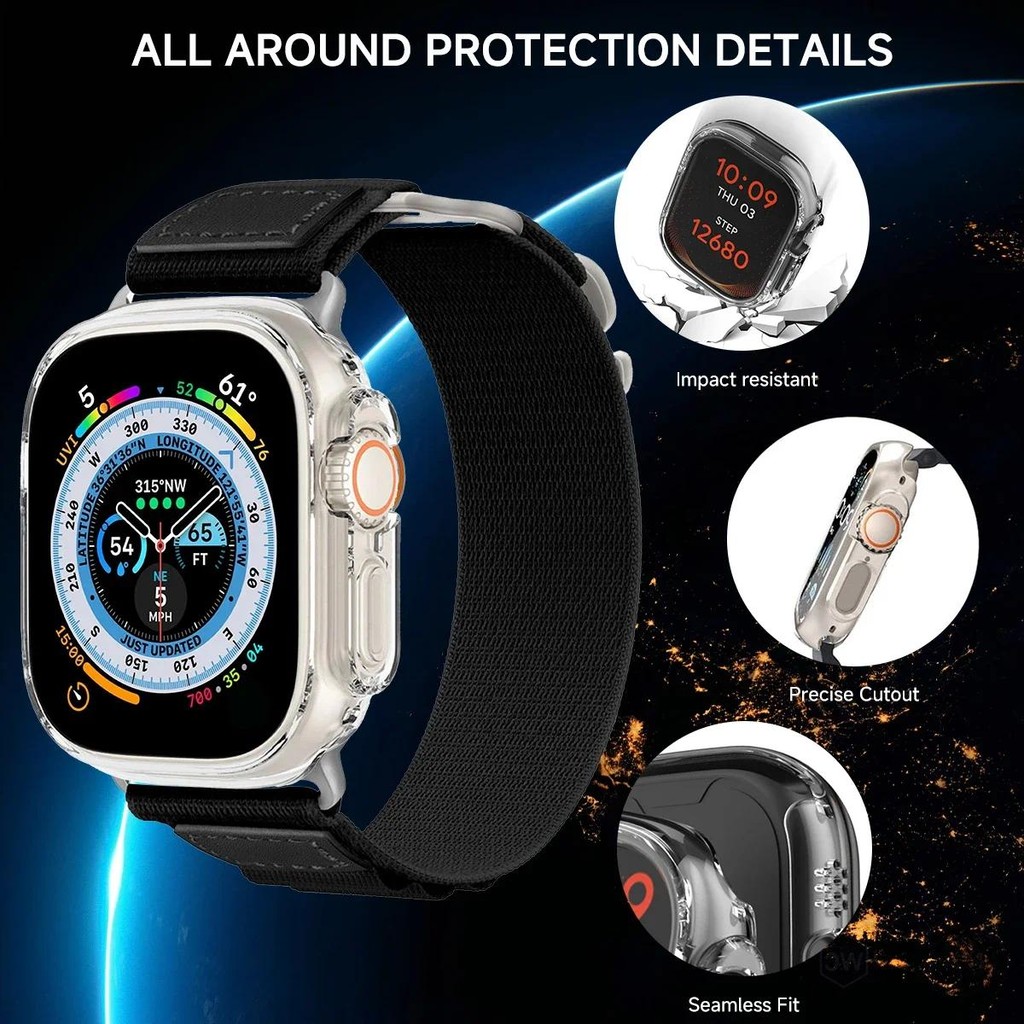 Vỏ bảo vệ kính cường lực + PC cho Apple Watch Ultra 2 49mm
