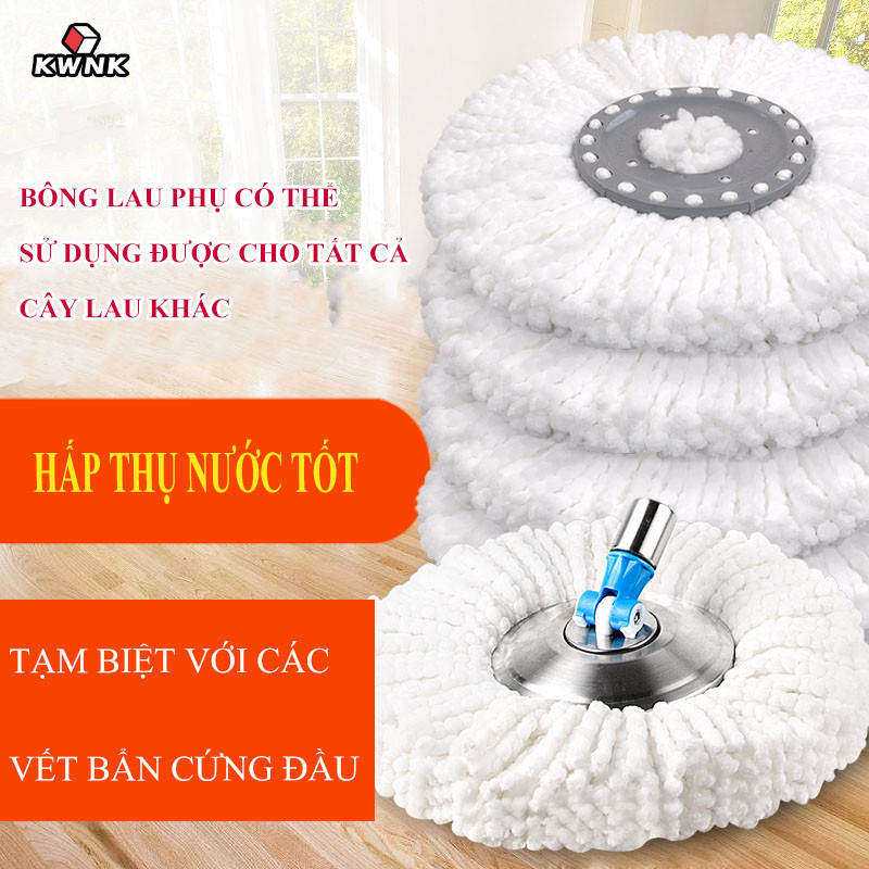Bông lau nhà thay thế KWNK, Miếng lau nhà thay thế cây lau 360 sợi vải mềm mại siêu thấm hút
