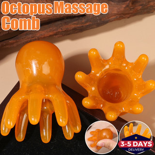 [GIAO HÀNG 3-5 NGÀY] Bộ Massage hình bạch tuộc huýt sáo - 3 lược nhựa sáng tạo để sử dụng tại nhà / Spa, Quà tặng thư giãn hoàn hảo với thiết kế động vật biển vui nhộn