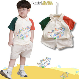  Set bộ polo khủng long sắc màu bé trai áo thun và quần short đùi kaki 9kg tới 28kg BERNIE H1124B382 