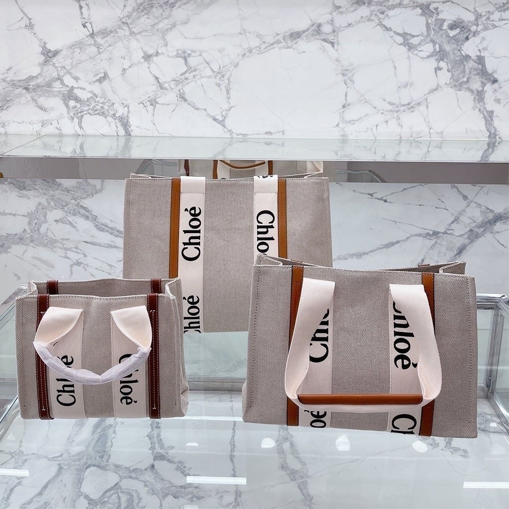 Chloe woody canvas người mua sắm tote túi tote thông thường đa năng cầu xin