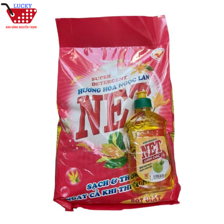 Bột giặt NET Hương hoa ngọc lan 2,4kg + NRC NET Chanh 250gr Đậm đặc