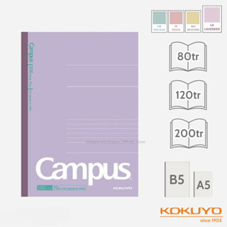Vở Gáy Keo Kusumi Series Kẻ Ngang Có Chấm 80/120/200 trang Khổ B5 Campus