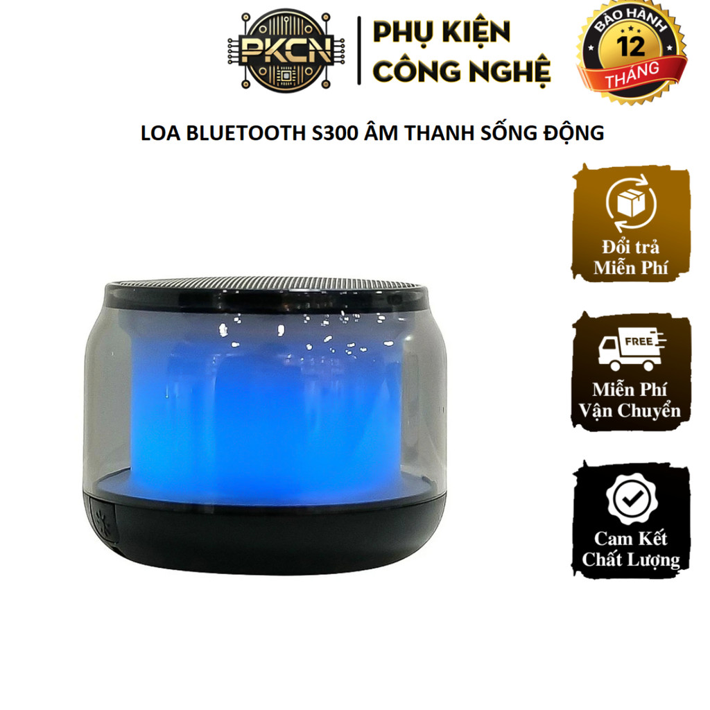 Loa Bluetooth Mini S300 Âm Thanh Sống Động – Pin Trâu, Có Thẻ Nhớ & Đèn LED RGB
